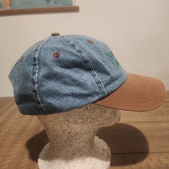 Florida's Natural Denim Hat Cap Brown Suede Brim Embroidered Logo Strapback - Picture 4 of 7